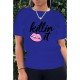 Letter Lip Graphic White T Shirts For Women