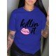 Letter Lip Graphic White T Shirts For Women