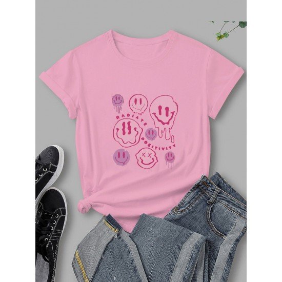 Summer Smile Face Melting Graphic T Shirts