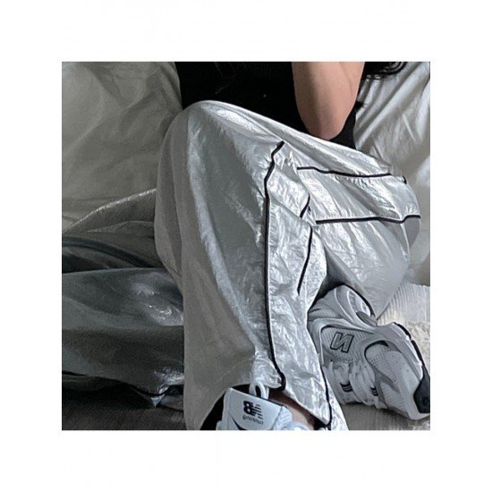  Reflective Drawstring Wide Leg Ladies Designer Trousers