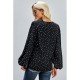  Casual V Neck Polka-dot Women's Long Sleeve Top