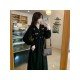  V-Neck Embroidery Temperament Women's Black Dress