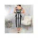 Summer Backless Striped Sleeveless Midi Dress