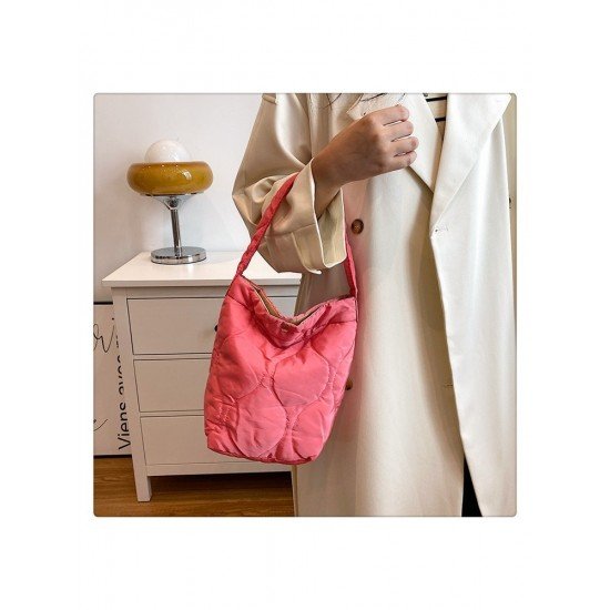  Retro Simple Ruched Women's Bucket Bag