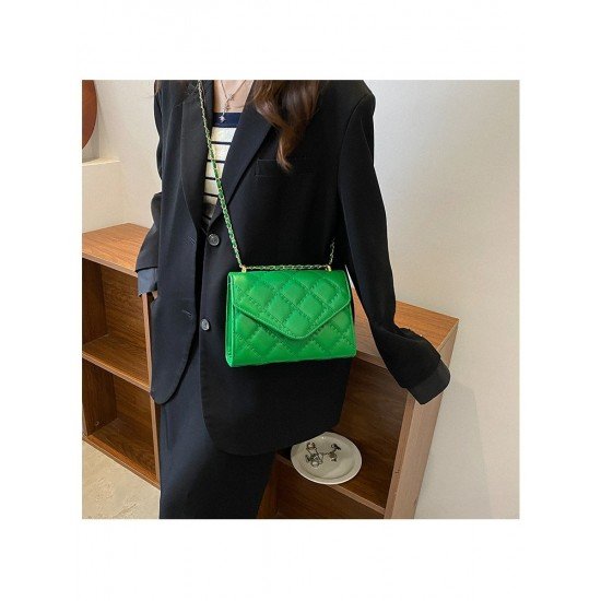  PU Rhombic Pattern Pure Color Shoulder Bags