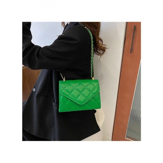  PU Rhombic Pattern Pure Color Shoulder Bags