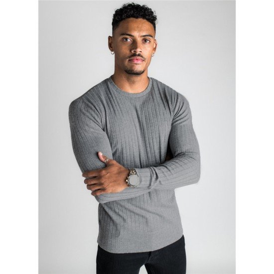  Pure Color Round Neck Men's Top