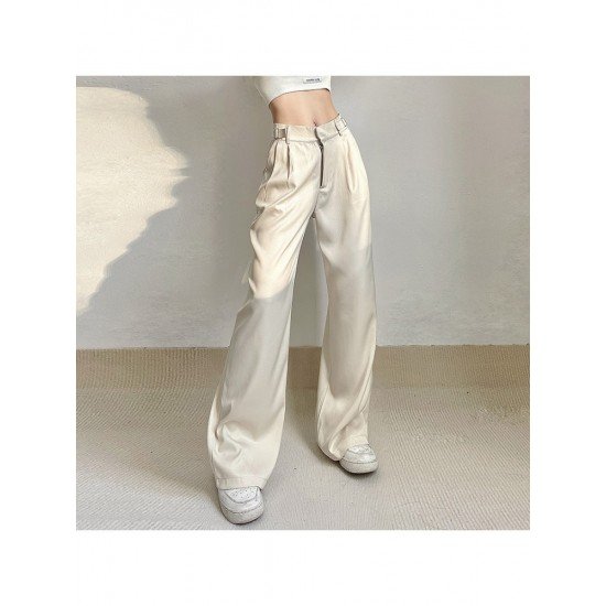 Trendy Solid Loose Straight Leg Trousers