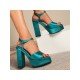  Pure Color Satin Peep-Toe Women's Platform Sandals