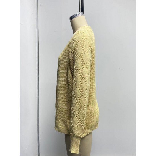  Autumn Loose V Neck Lantern Neck Women's Knitwear