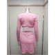  Women's Knitting Pure Color Hollowed Out Skirt Suit