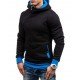  Winter Hooded Contrast Color Patchwork Men's Top