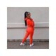  Pure Color Leisure Hooded Women's Trouser Suits