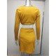  Women's Knitting Pure Color Hollowed Out Skirt Suit