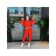  Pure Color Leisure Hooded Women's Trouser Suits