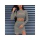  Women's Knitting Pure Color Hollowed Out Skirt Suit