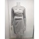  Women's Knitting Pure Color Hollowed Out Skirt Suit