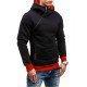  Winter Hooded Contrast Color Patchwork Men's Top