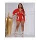  Casual Colorblock Drawstring Long Sleeve Rompers