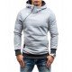  Winter Hooded Contrast Color Patchwork Men's Top