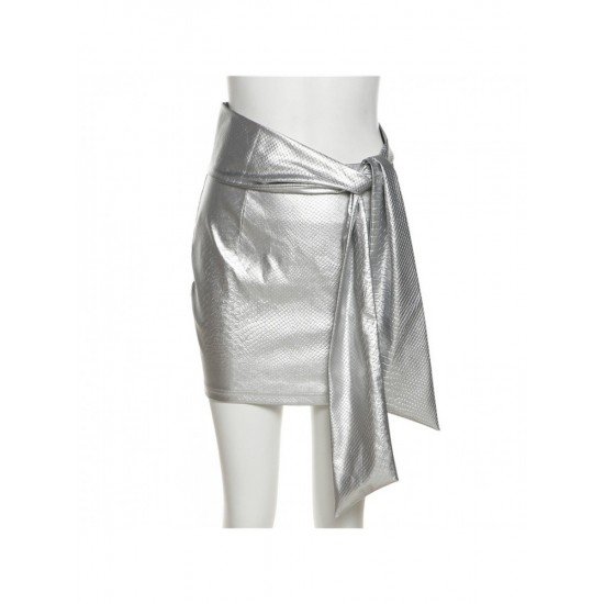  Summer Silver Fashion Snake Print Strappy Skirt