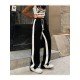 Casual Sports Contrast Color N Drawstring Loose Long Pants