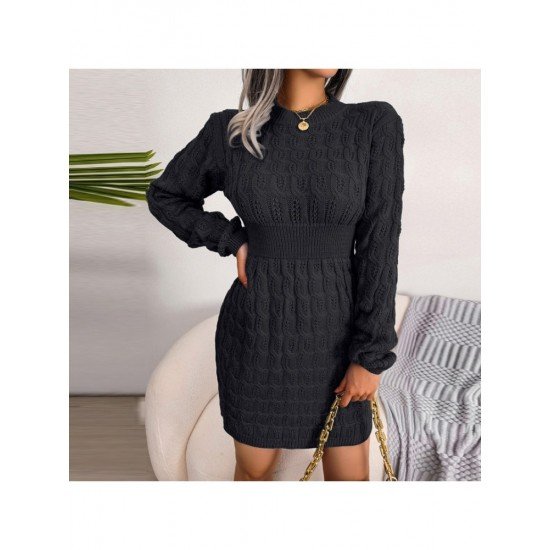 Casual Long Sleeve Black Sweater Dresses For Women