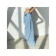 Designer Ripped Wide Leg Jean Trousers