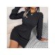 Casual Long Sleeve Black Sweater Dresses For Women