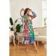 Vacation Paisley Printed Color Blocking Long Sleeve Shirt Dress