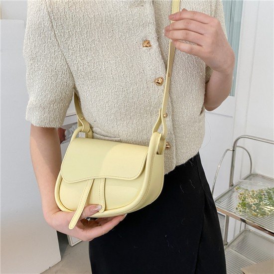  PU Pure Color Shoulder Bag For Women