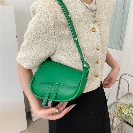  PU Pure Color Shoulder Bag For Women