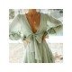 Fall V Neck Ruffles Chiffon Short Dress