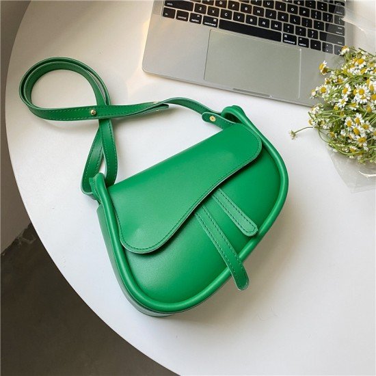  PU Pure Color Shoulder Bag For Women