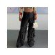 Designer Sporty Black Loose Straight Leg Trousers 