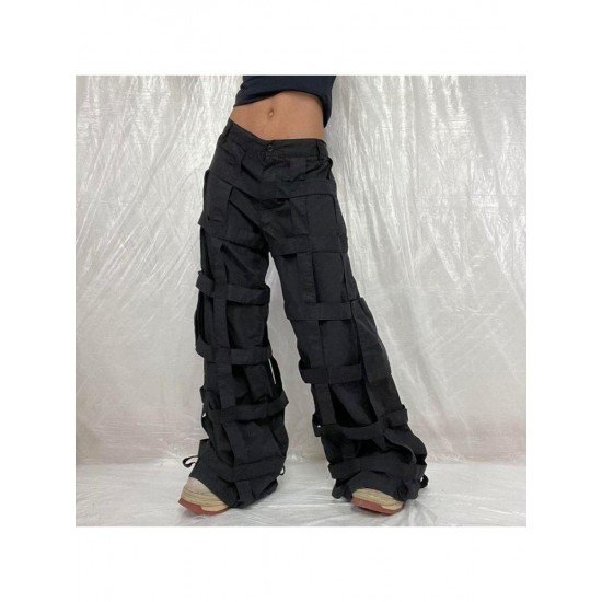 Designer Sporty Black Loose Straight Leg Trousers 