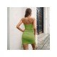 Sexy Pure Color Drawstring Women's Sleeveless Dress