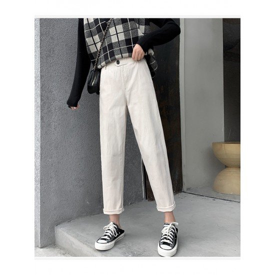  Pure Color High Waist Casual Women's Pants