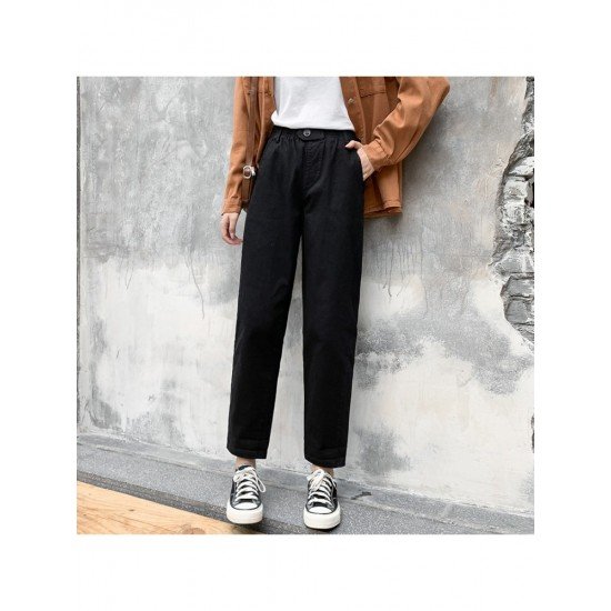  Pure Color High Waist Casual Women's Pants