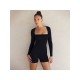 Square Neck Long Sleeve Skinny Rompers