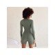 Square Neck Long Sleeve Skinny Rompers