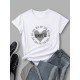 Letter Heart Graphic T Shirts For Women