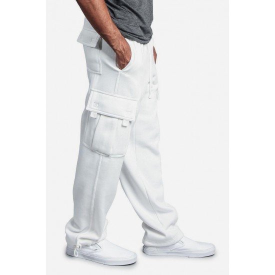 Street White Wide Leg Cargo Trousers For Women