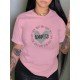 Letter Heart Graphic T Shirts For Women