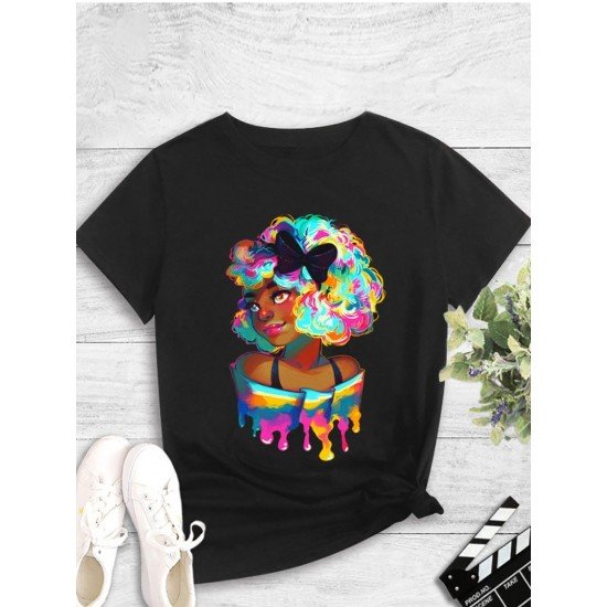 Stylish Street Black Graphic Women T Shirts