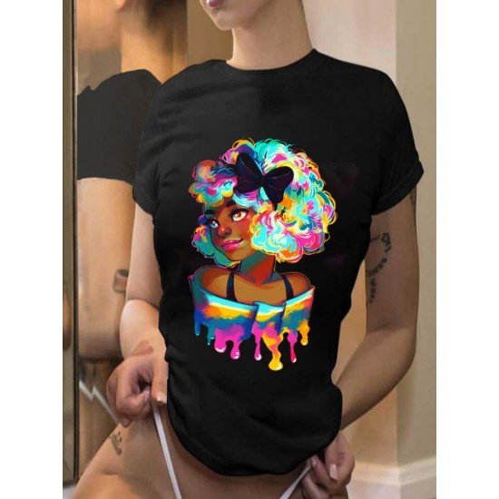 Stylish Street Black Graphic Women T Shirts