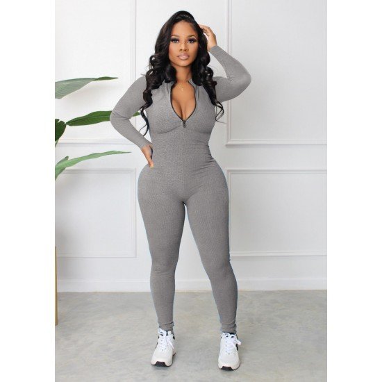  2022 Fall Pure Color Women's Long Sleeve Jumpsuit