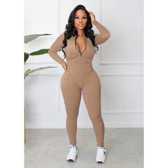  2022 Fall Pure Color Women's Long Sleeve Jumpsuit