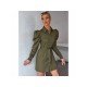 Stylish Solid Gigot Sleeve Long Sleeve Shirt Dress