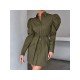 Stylish Solid Gigot Sleeve Long Sleeve Shirt Dress